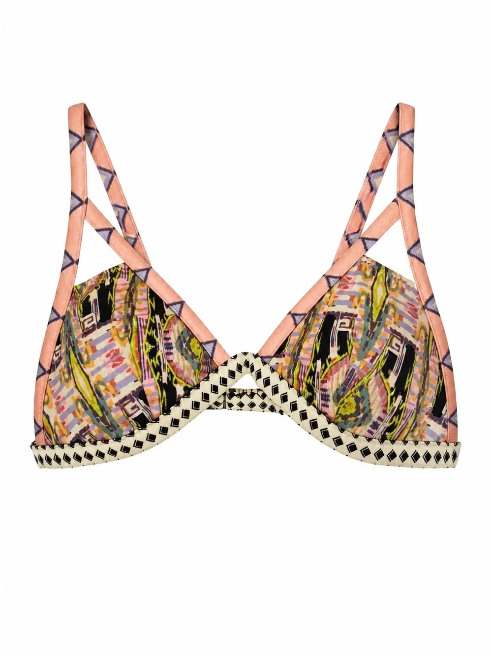 Victoria's Secret Peach and Multicolor Patterned Bikini Top